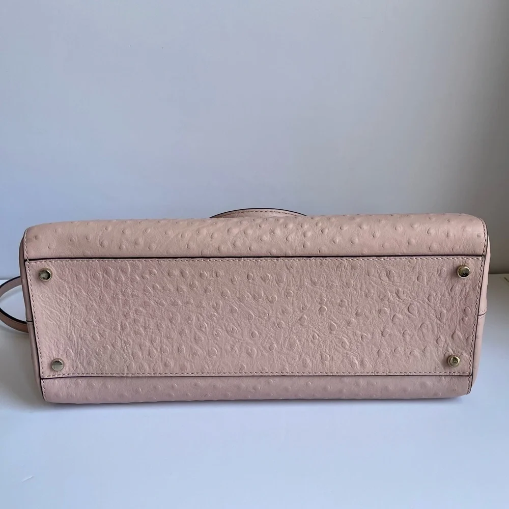 Kate Spade Bristol Drive Ostrich Loden pink crossbody tote